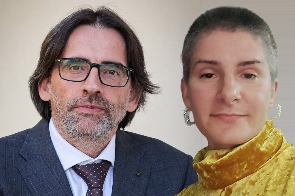 Portreti prof. dr Aleksandra Ristića i Nede Stevanović, jedan pored drugog